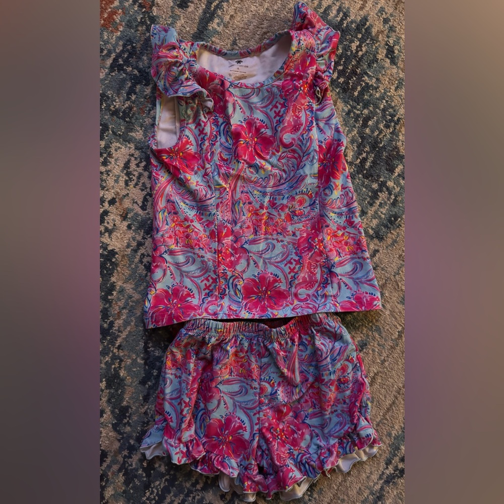 Charlie Project Kids Pink and Blue Floral Top